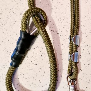 Military Green Field Trial Slip Lead & Lanyard - Field trial slip leads c/w precious stone stoppers Fallowcopse Kennels Cockapoos Petersfield Hampshire Surrey Sussex