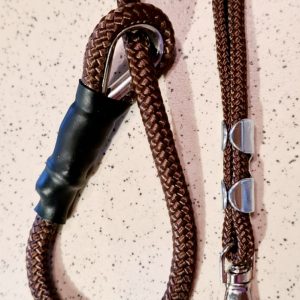 Chocolate Field Trial Slip Lead & Lanyard - Field trial slip leads c/w precious stone stoppers Fallowcopse Kennels Cockapoos Petersfield Hampshire Surrey Sussex