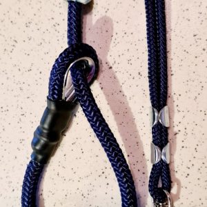 Navy Field Trial Slip Lead & Lanyard - Field trial slip leads c/w precious stone stoppers Fallowcopse Kennels Cockapoos Petersfield Hampshire Surrey Sussex