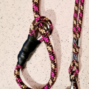 Chocolate Cherry Field Trial Slip Lead & Lanyard - Field trial slip leads c/w precious stone stoppers Fallowcopse Kennels Cockapoos Petersfield Hampshire Surrey Sussex